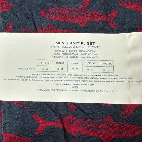 NEW Sz XL Nautica Pajama Set  - with SS t-shirt and Fish Pants - Picture 5 of 5